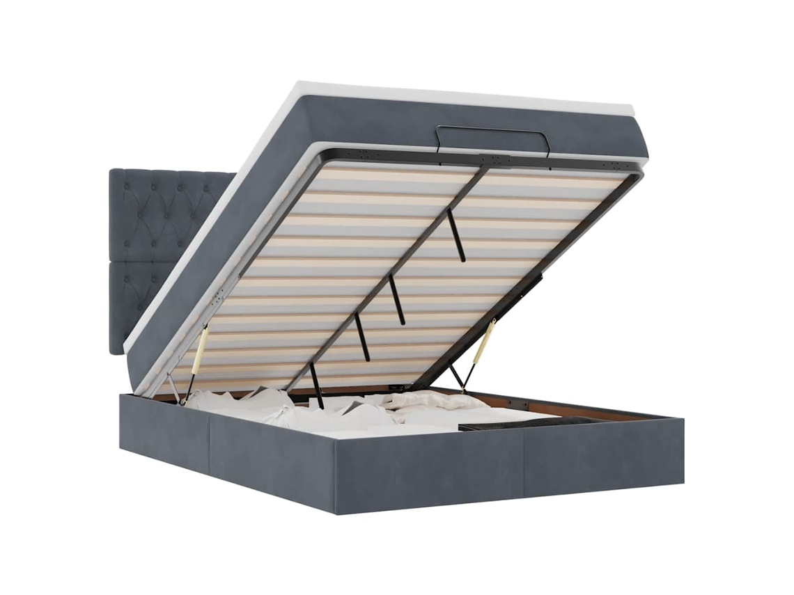 Maison Exclusive - Estructura Cama Otomana Colchones Terciopelo Gris Oscuro