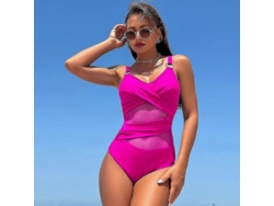 2026-traje De Baño Entero De Nylon Para Mujer Con Control De Barriga Cuello V Sexy S2024123014535