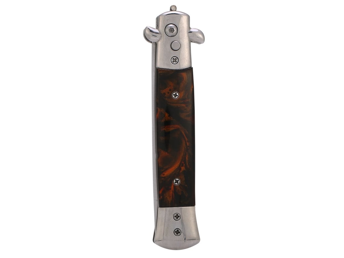 Cuchillo Plegable Switchblade Con Muelle Y Botón Pocket Comb Aceite Para Peinado Cabello Marrón