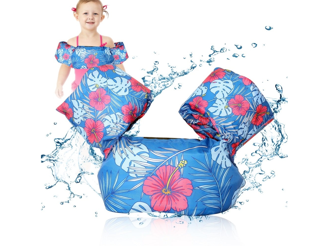 Colete Flutuante Infantil Colete Salva Vidas Ajustável Para Natação Para Crianças De 2 A 6 Anos Gertiz (azul/flor)