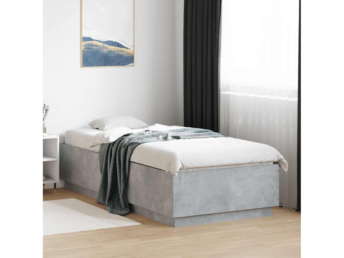 Estructura De Cama Madera De Ingeniería Gris Hormigón 100x200cm