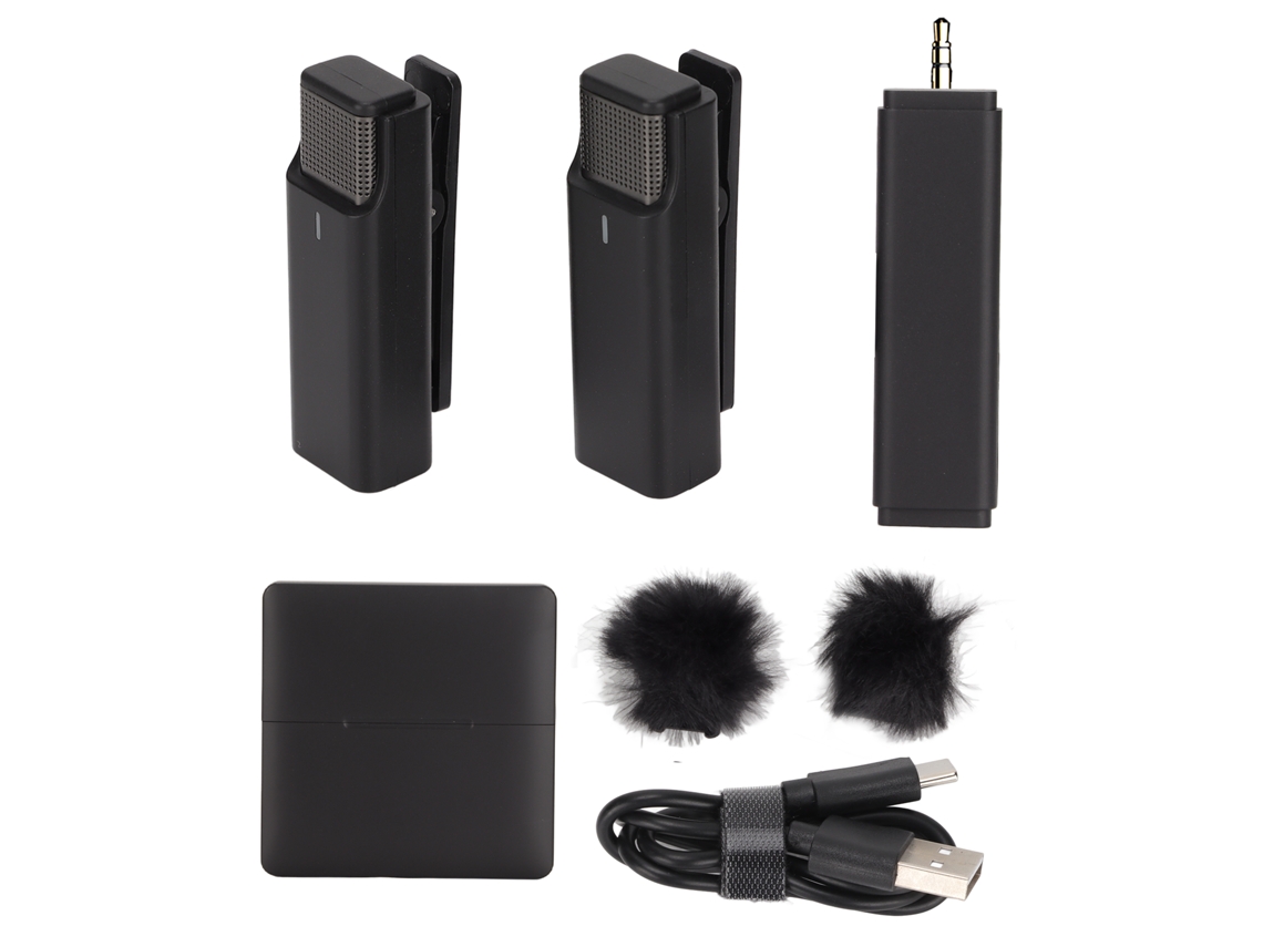 Micrófono Lavalier Inalámbrico 1 Transmisor 2 Receptores Reducción De Ruido Batería Integrada Grabación De Videos Cortos