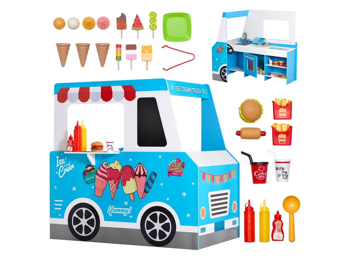 Set de Heladería Infantil con Carrito y Accesorios para Niños de 3 a 7 Años Tekmaquinas