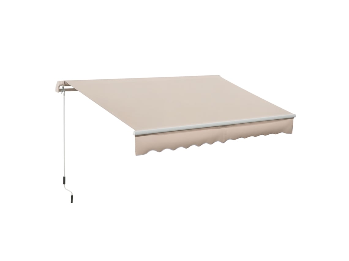 Toldo retráctil manual de 295x200 cm, manivela metálica, impermeable, con protección UV, color beige.