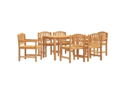 Conjunto 7 Juego De Comedor Para Jardín VIDAXL Marrón Madera