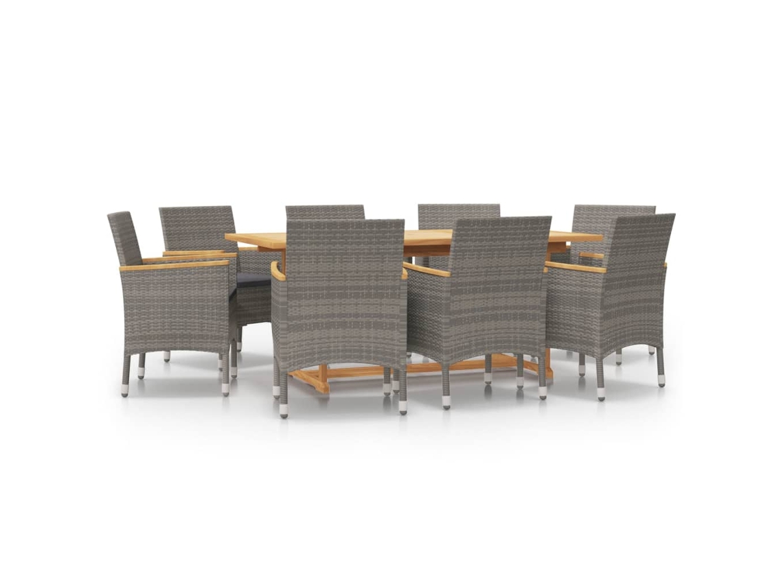 Maison Exclusive - Juego De Comedor De Jardín 9 Piezas Con Cojines Gris