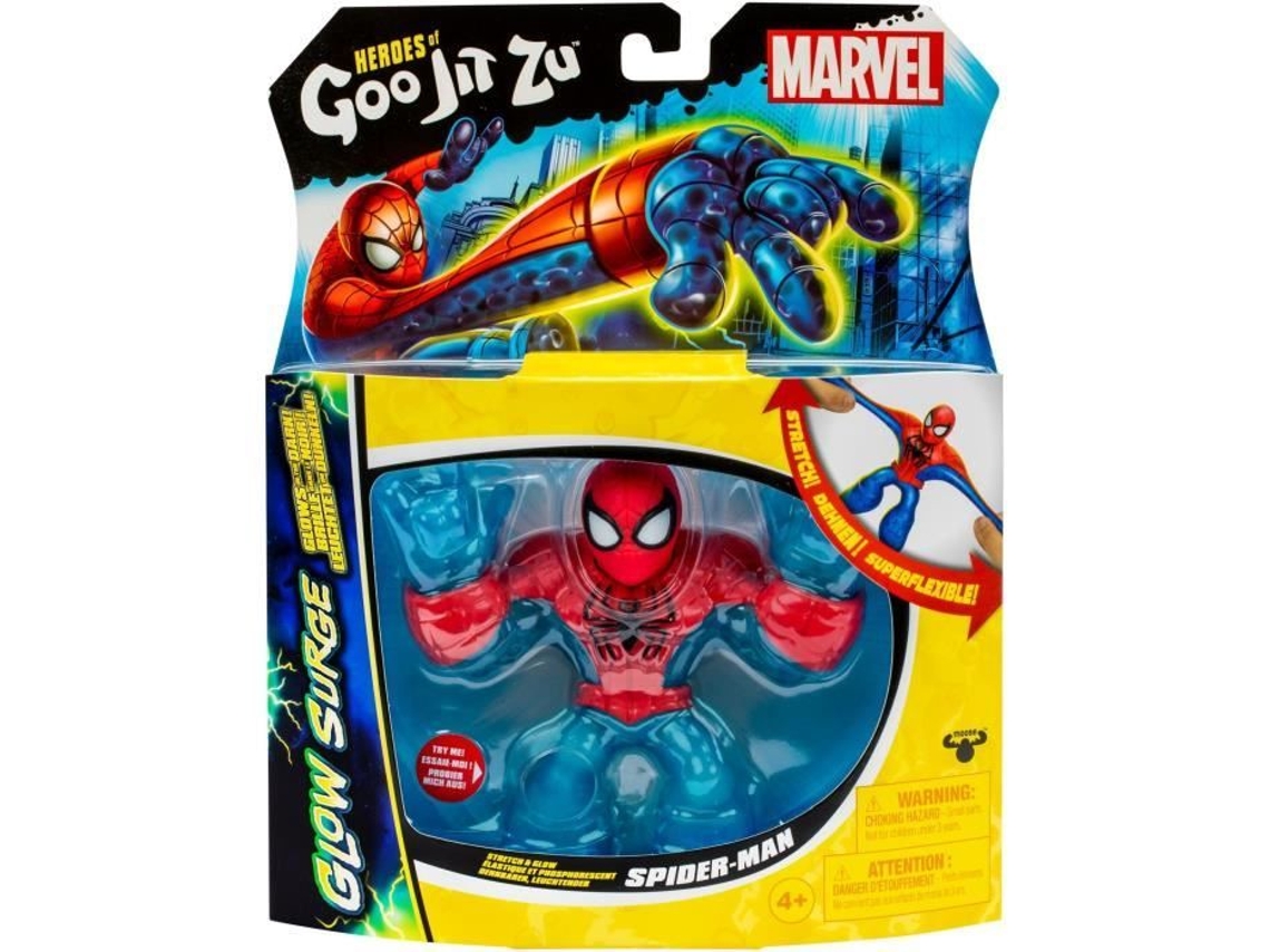 Figura luminosa y extensible Spiderman Glow Surge de 11 cm de Heroes of Goo Jit Zu de Marvel.