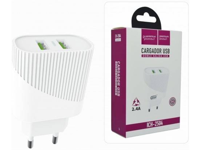 Cargador LKS Dual USB (5V - 2.4A - 12W - Carga Rápida - 100V/240V)
