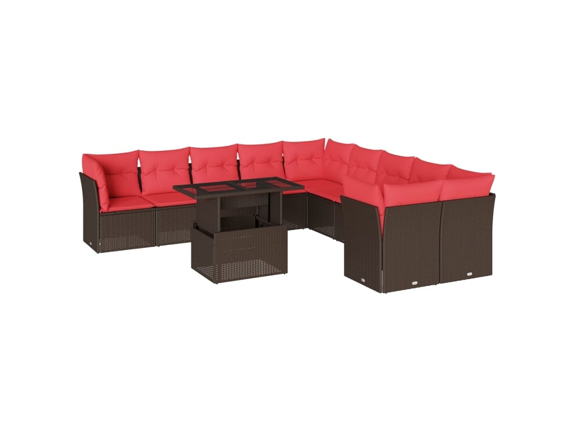 Maison Exclusive - Conjunto De Sofá De Jardín De 11 Piezas Con Cojines, De Poliratán Marrón