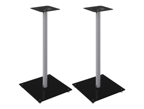 Conjunto 2 Soportes de altavoces VIDAXL vidrio templado plata negro 1 pilar