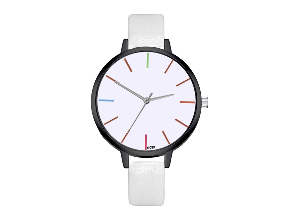 Reloj De Pulsera Analógico De Aleación Para Mujer Con Esfera Redonda, Movimiento De Cuarzo, Blanco, Moderno.
