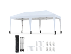 Toldo Plegable Con Patas Rectas Totalmente De Hierro Costway Altura Regulable (5,9 X 3 M - Tela Oxford - Blanco)