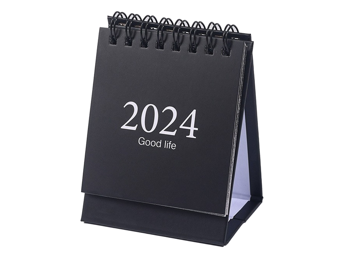 Mini Calendario 2024 Con Espiral Metálica, Planificador Diario De Escritorio Para El Hogar Y La Oficina, 105 X 75 Mm, Negro.