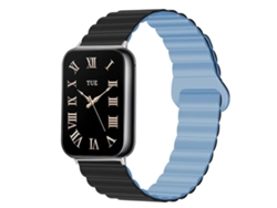 Bracelete Para Redmi Watch 6 / 5 / 4 - Silicone Magnético Reversível - Fecho Duas Cores Preto + Azul-turquesa