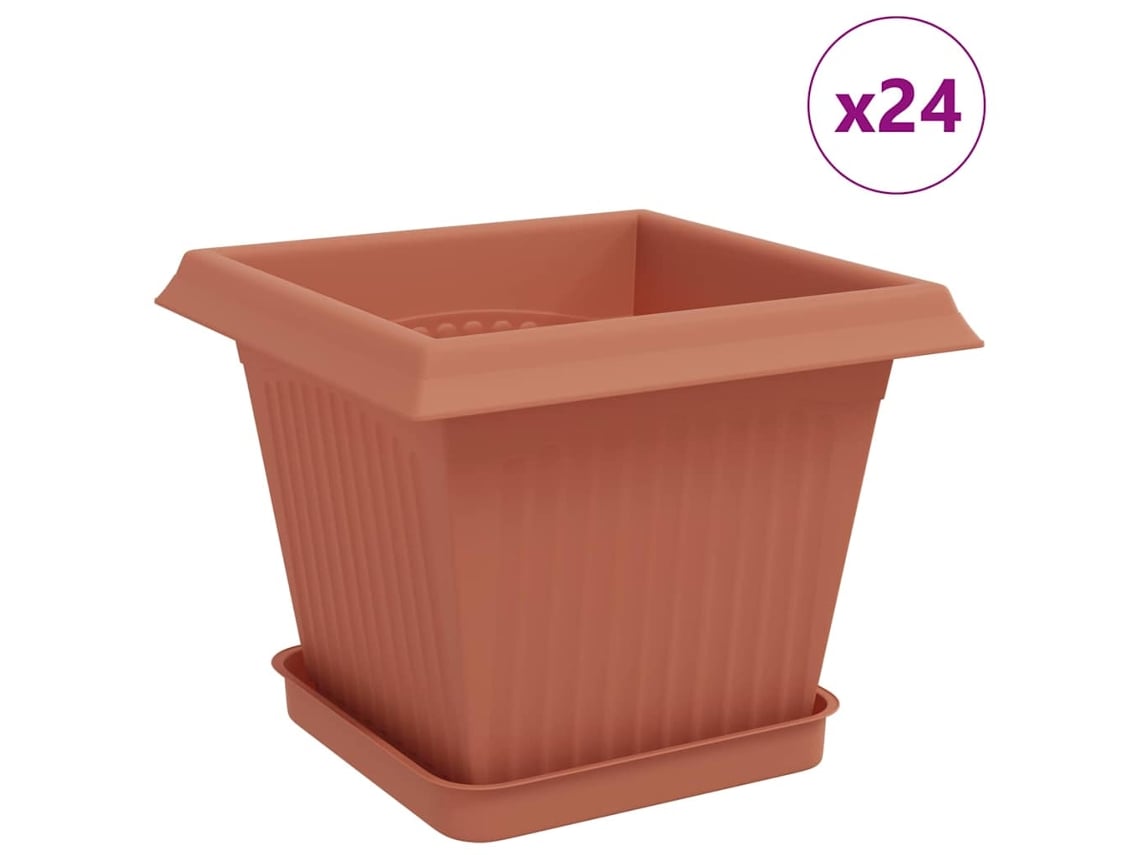 Macetas Vidaxl, 24 unidades, color rojo ladrillo, 20 x 20 x 16 cm