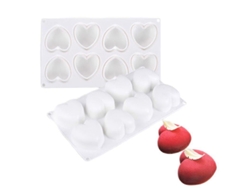 Cortadores de galletas, moldes de silicona en forma de corazón, moldes para pasteles, bandejas aptas para alimentos, Chaberlu