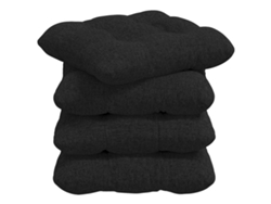 Cojines para asiento, 4 unidades, color negro, 40 x 40 x 12 cm, tela HARLANV1