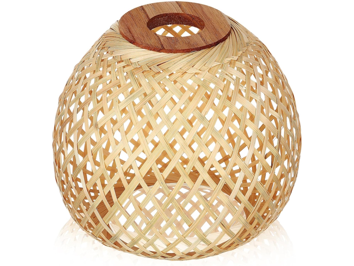 Lámpara De Techo Colgante De Bambú Tejido Natural, Difusor De Luz Suave De Ratán Hecho A Mano.
