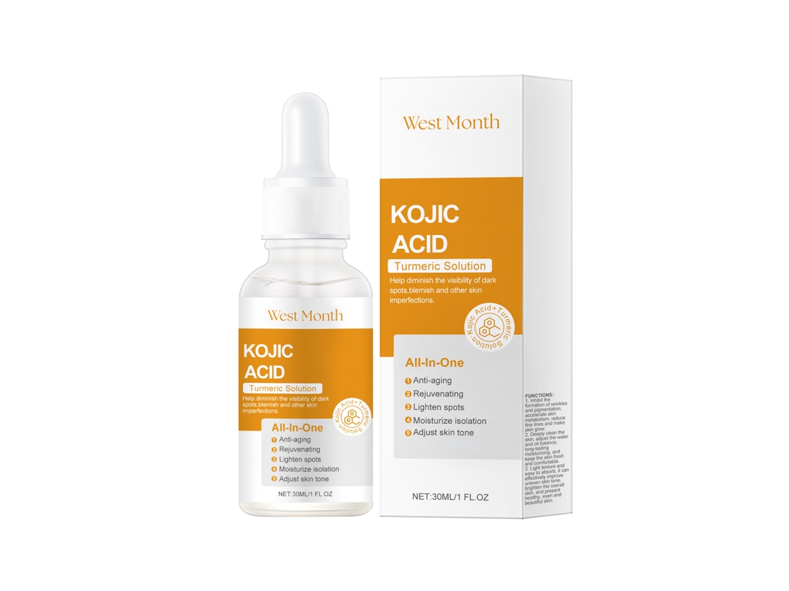 Sérum iluminador antiarrugas con cúrcuma y ácido kójico.