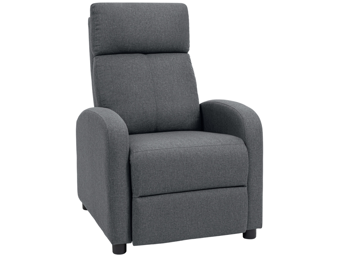 Sillón Reclinable Acolchado Con Ángulo De Inclinación De 135° Y Reposapiés De Tela, 69x87x100,5 Cm, Gris.
