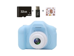 Cámara digital infantil de 1080p con pantalla a color de 2.0" y ranura para tarjeta micro SD (tarjeta SD de 32 GB incluida) - Azul - Yizhood