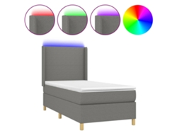 Maison Exclusive - Cama Box Spring Colchón Y Luces Led Tela Gris Oscuro 80x200 Cm