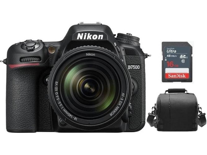Kit Cámara Réflex NIKON D7500 AF-S 18-140mm F3.5-5.6G ED VR DX +16gb SD