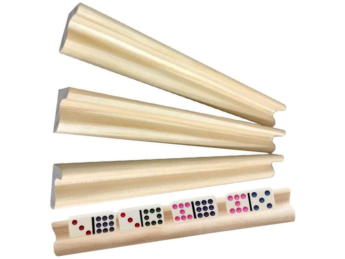 4 Bandejas De Madera Para Dominó, Soportes Para Fichas De Juego Para Adultos Y Niños.