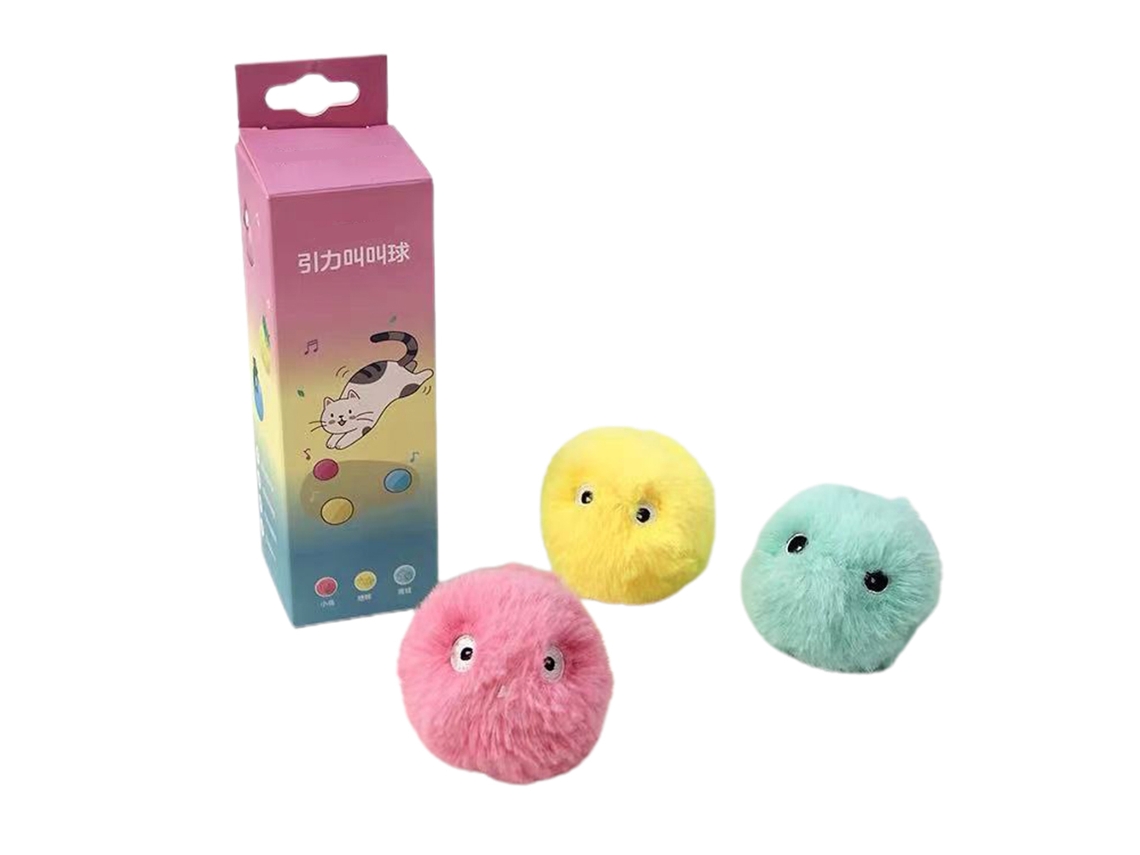 Juguete Interactivo Para Gatos: Pelota De Peluche Suave Con Hierba Gatera Y Sonidos De Animales Realistas.