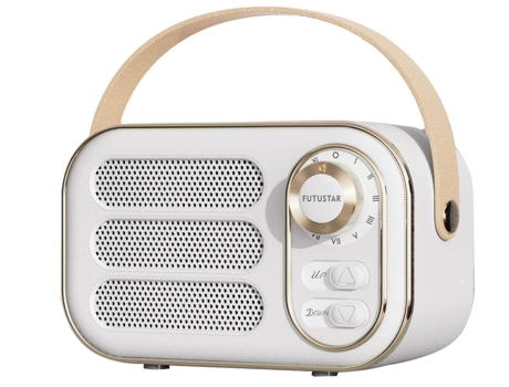 Altavoz Retro Bluetooth 5.0, Altavoces Bluetooth Vintage Portátiles, Volumen Alto, Conexión Inalámbrica Bluetooth 5.0 (Blanco) CHRONUS