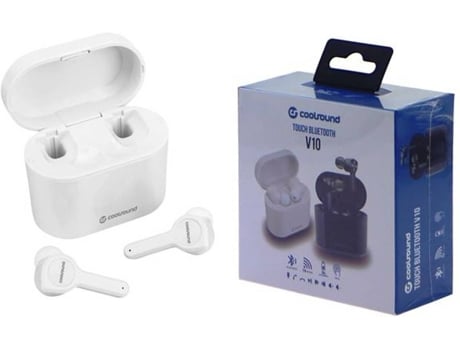 Auriculares Bluetooth True Wireless COOLSOUND TWS V10 (In Ear - Micrófono - Blanco)