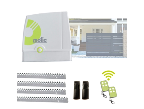 Motor para puerta corredera de garaje. Kit compact 600 - MOTIC. Hasta 600kg incluye 2 mandos y 4 metros de cremallera de hierro. Fotocelulas