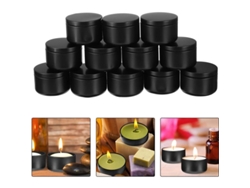 2026altiro-12 Latas Redondas De Aluminio Para Cera, Ideales Para La Fabricación Y El Almacenamiento De Velas (negras)