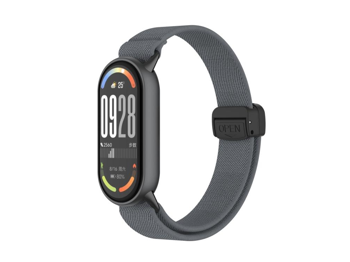 Correa para Xiaomi Smart Band 10/9/8 - Nylon elástico - Cabezal metálico - Hebilla magnética de plástico