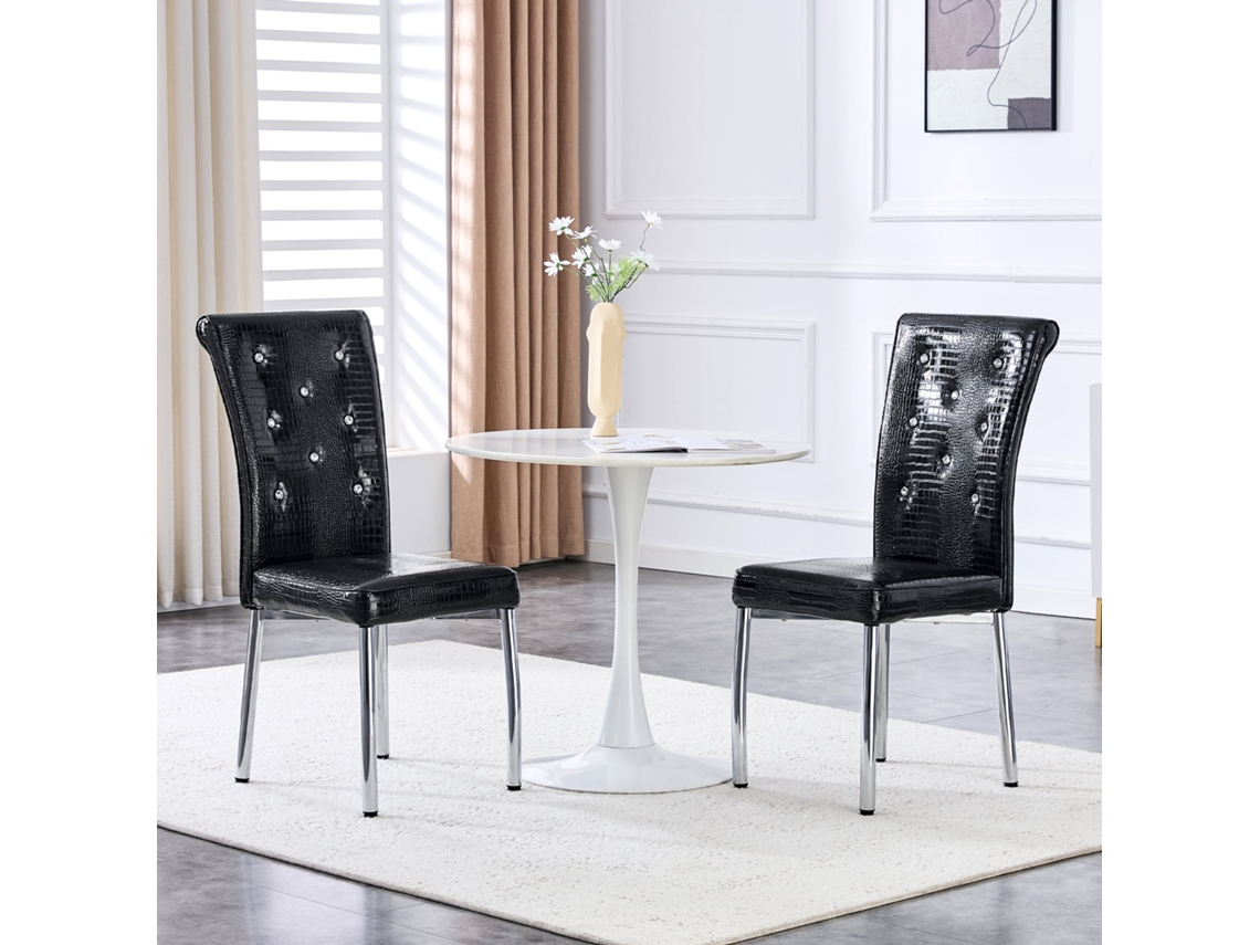 Par De Sillas Retro En Piel De Cocodrilo Cristal Galvanizado