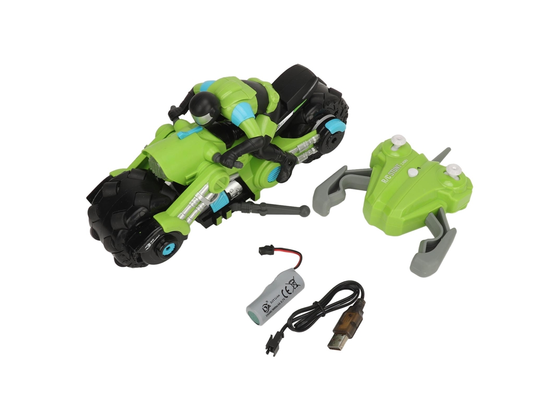 Ymsl Moto De Control Remoto De Escala 1:10 Juguete De Motocicleta Acrobática De Alta Velocidad Con Figura De Conductor Verde Hxl