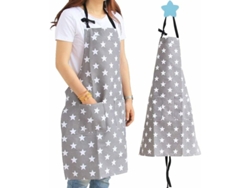 MEOIRUERY Delantal de cocina ajustable con bolsillos para mujer y hombre, diseño de estrellas, de poliéster y algodón, con correa ajustable para el cuello y dos