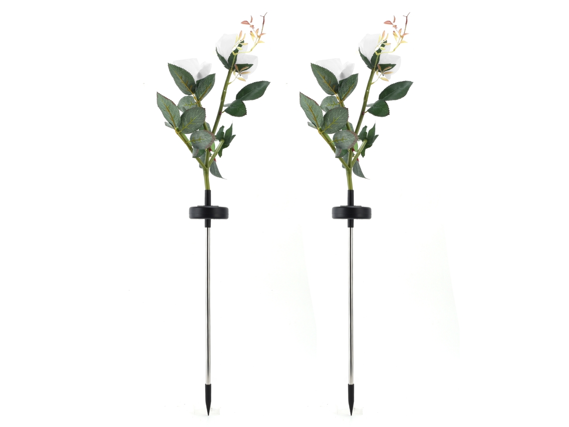 2026-2pcs Luces De Flores Led Solares Impermeables Rosas Artificiales Lámpara Jardín Exterior Paisaje Champagne