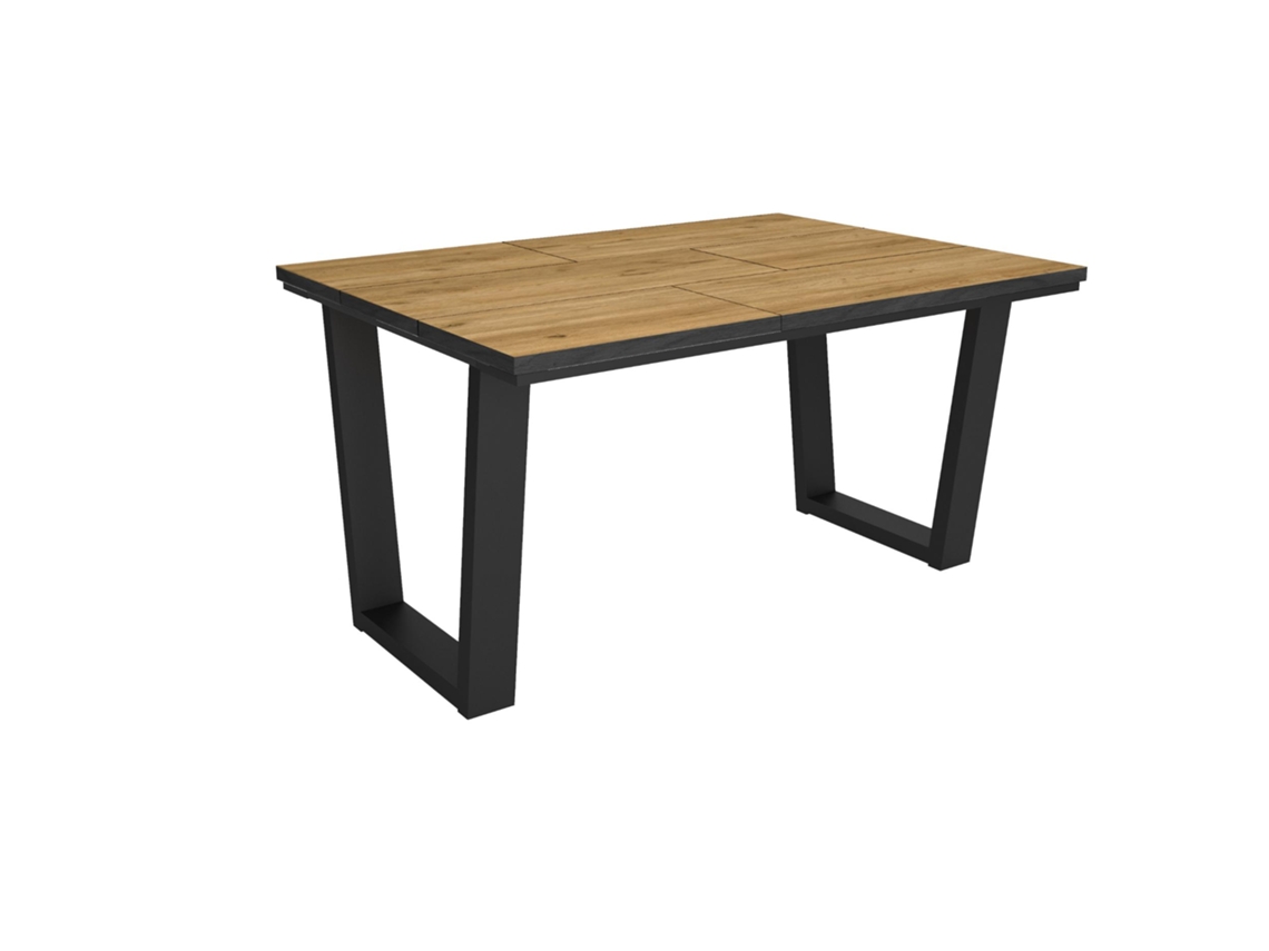 Mesa Comedor, 140x90x74cm, Para 6 Comensales, Muebles Comedor, Roble Y Negro