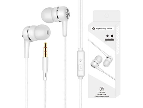 Auriculares Cableado con Micrófono Manos Libres para Teléfono Tablet Pc Blanco