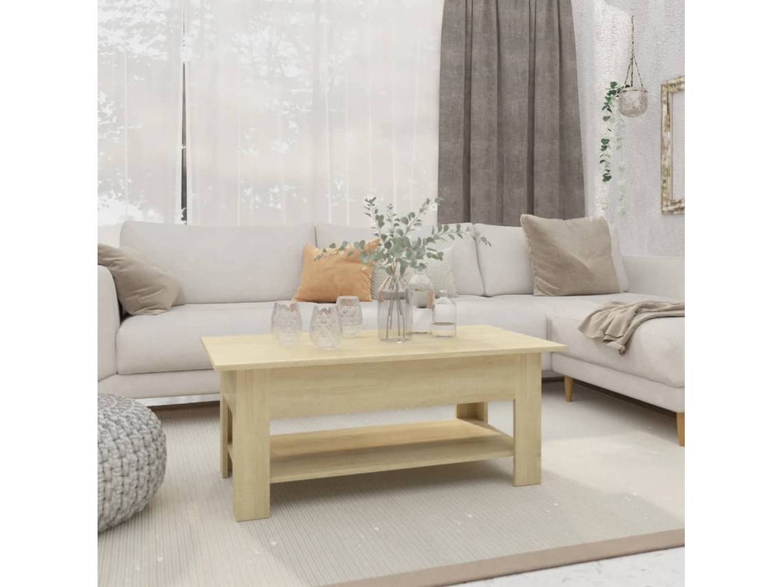 Mesa de Centro Apoyo 102X55X42 cm Contraplacado Cor Roble Sonoma