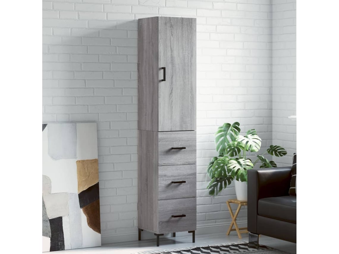 Aparador Alto Madera Contrachapada Gris Sonoma 34,5x34x180 Cm