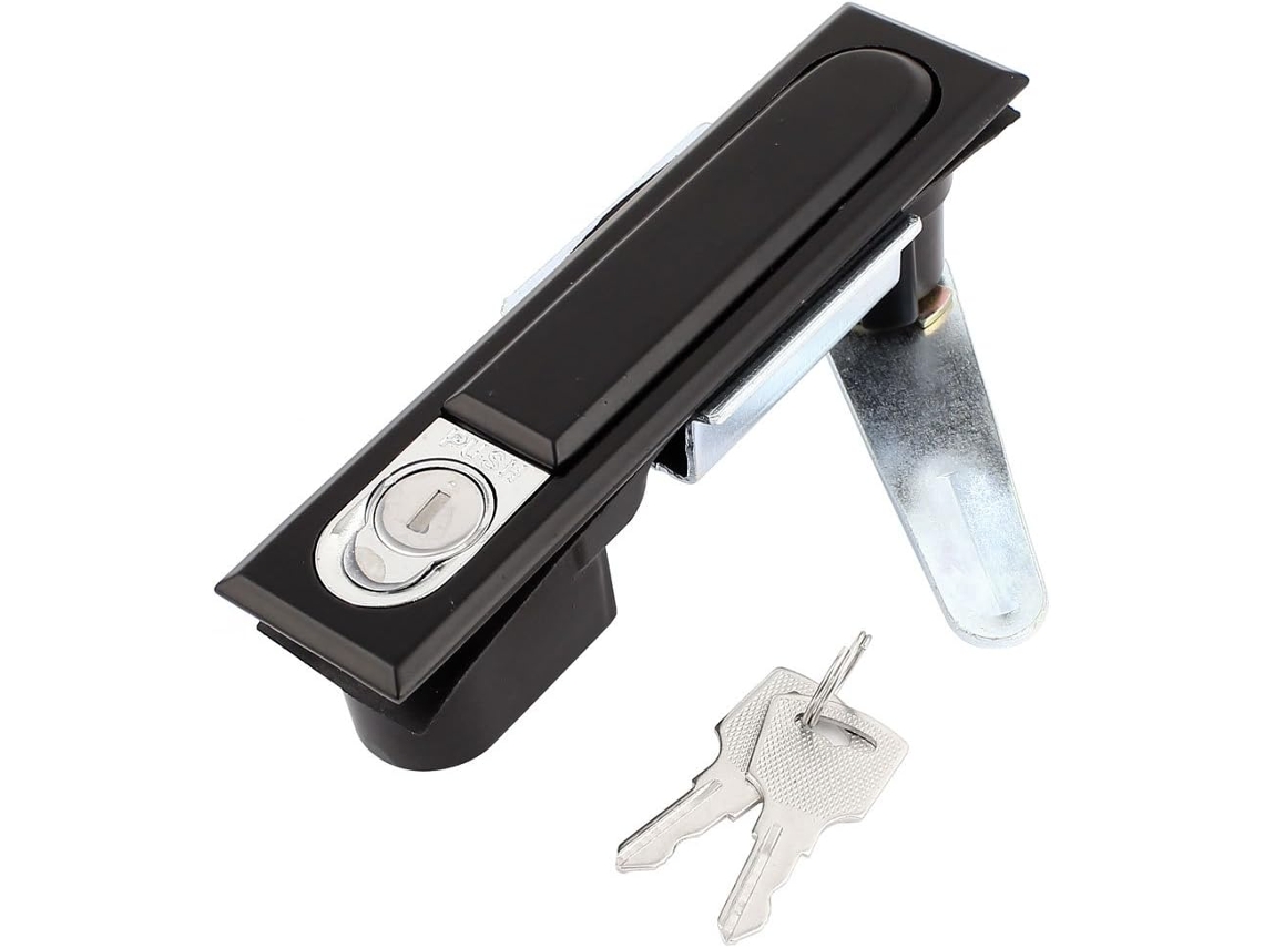Cerradura Puerta Armario Mecánico Industrial Botón Pulsador, Color Negro, Llaves