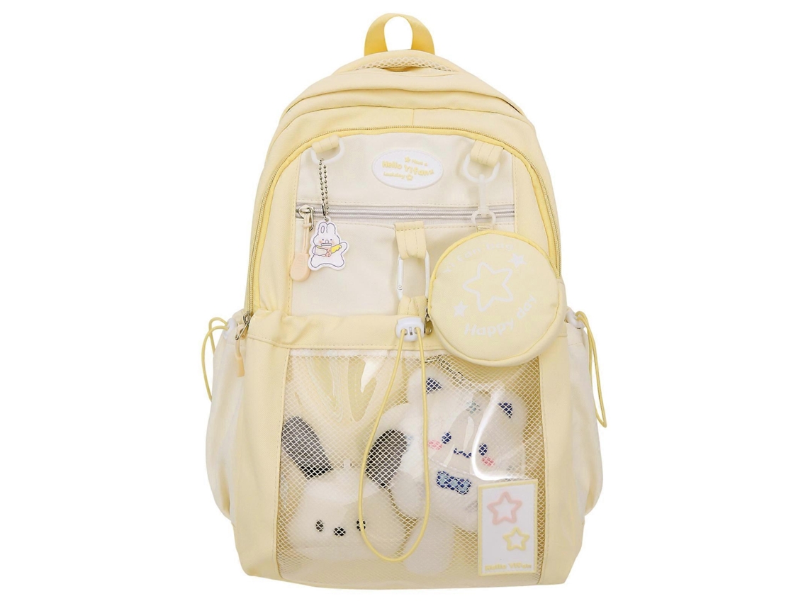 Mochila escolar moderna e informal con compartimentos espaciosos, funda ergonómica para portátil para mayor comodidad y practicidad, amarilla.