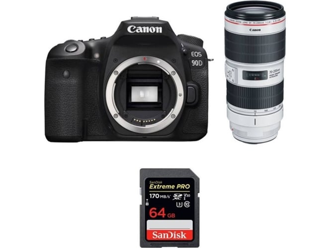 Kit Cámara CANON EOS 90D + EF 70-200mm f/2.8L IS III USM + SanDisk 64 GB (APS-C)