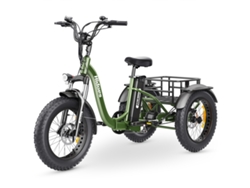 Triciclo eléctrico Hidoes ET1 con portaequipaje trasero, motor trasero de 750 VE, par de 85 Nm, batería extraíble de 48 VE y 20 Ah