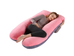 Almohada De Embarazo Multifuncional Para Dormir Durante El Embarazo Aliviar El Abdomen Y Dar Soporte A La Cintura 140 X 80 Cm (rosa Y Gris) Cuich