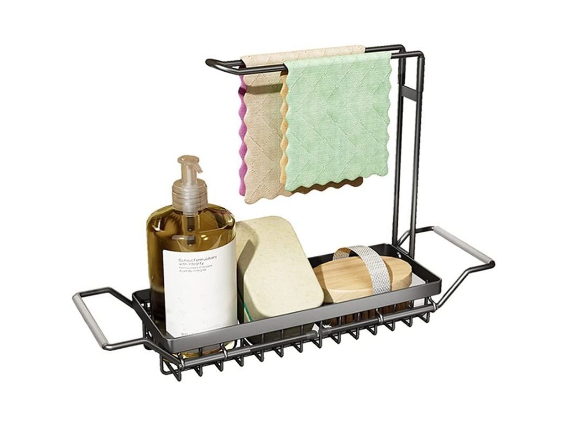 Organizador Telescópico Para Fregadero De Cocina Acero Inoxidable Negro Porta Esponjas Accesorios De Cocina (s)