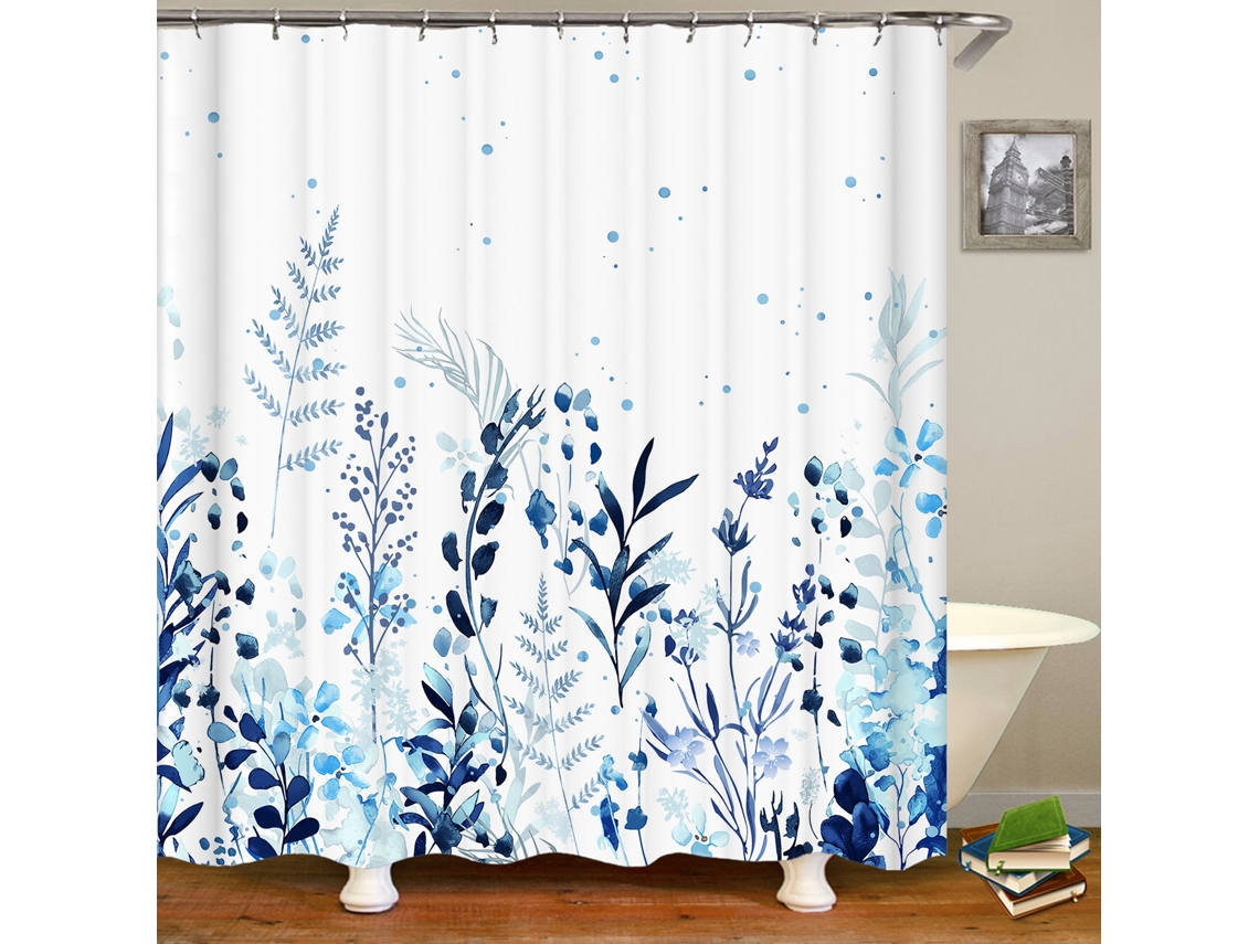 Cortina de ducha de poliéster azul bosque virgen T 03 Jortmrd