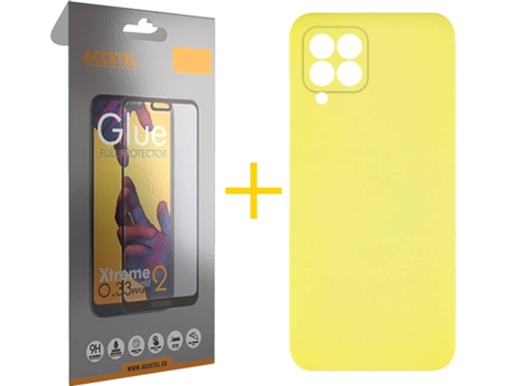 Carcasa + Protector de Pantalla para Huawei P40 Lite ACCETEL Amarillo